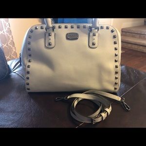 Michael Kors Pale Blue Saffiano Studded Satchel